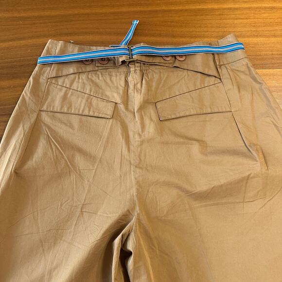 Free People Wide Leg Buckle Back Trousers, khaki tan, cotton, boho, size 12 NWT - Picture 5 of 8